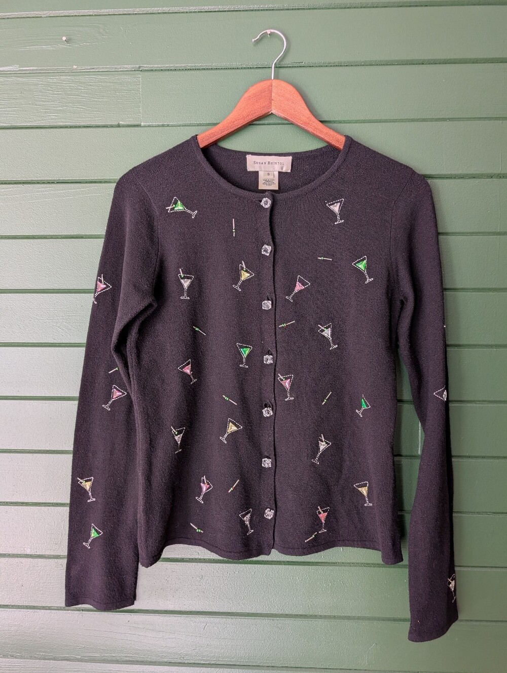 Susan Bristol Cocktail Cardigan Black Size Small